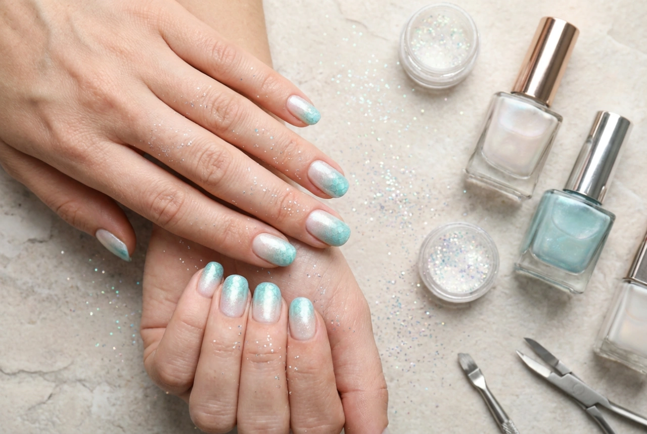 Mermaid Effect Ombre Nails: Products and Technique