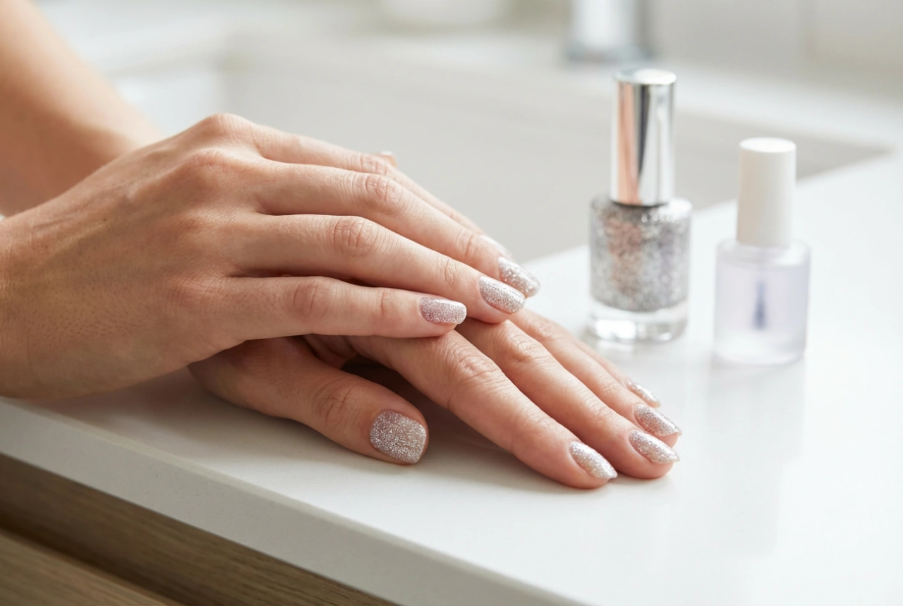 Glitter Gel Nail Polishes: Even Application and Surface Smoothing