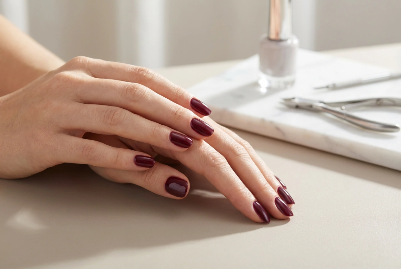 Burgundy Gel Polish: Achieving Even Coverage with a Dark Colour Step-by-Step