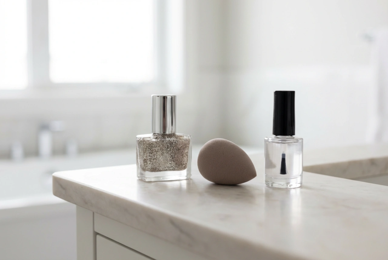 Glitter Hybrid Nail Polishes: Achieving an Even Sparkle with a Sponge and Top Coat