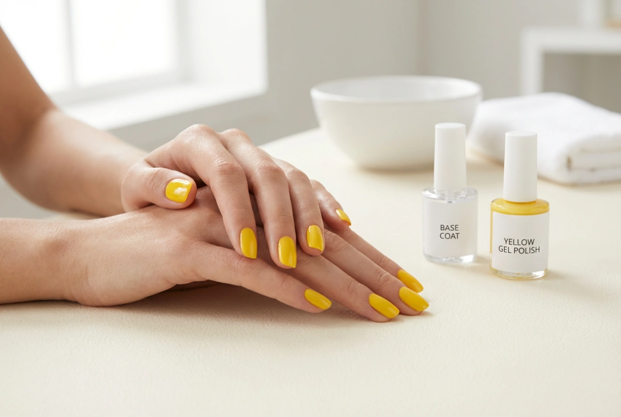 Streak-Free Yellow Gel Nail Polish: Base Coats and Thin Layers