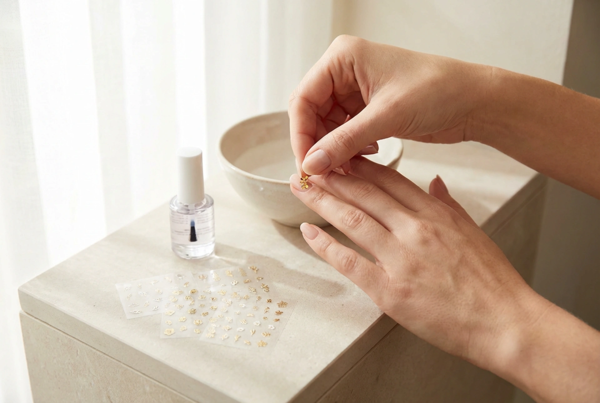 Hybrid Nail Stickers: Types, Application, and Securing with a Top Coat