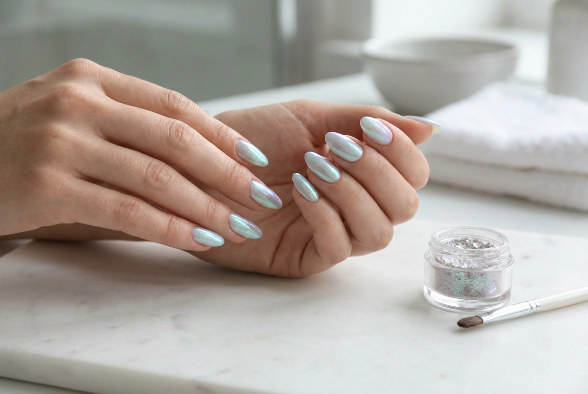 The Mermaid Effect: A Step-by-Step Guide to Applying Iridescent Nail Powder