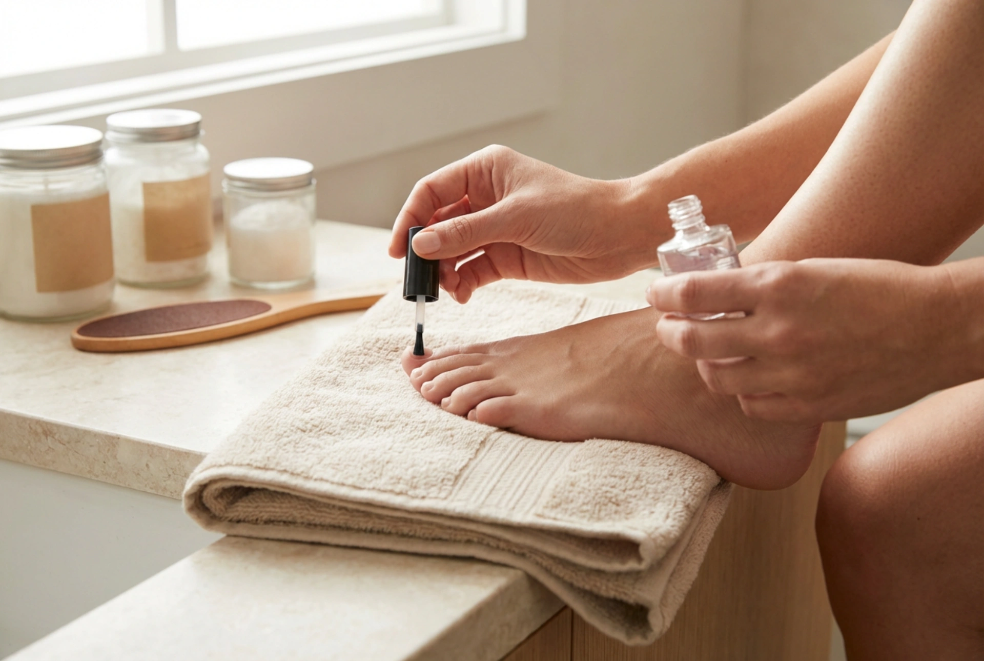 Hybrid Pedicure at Home: Foot Preparation, Application, and Setting