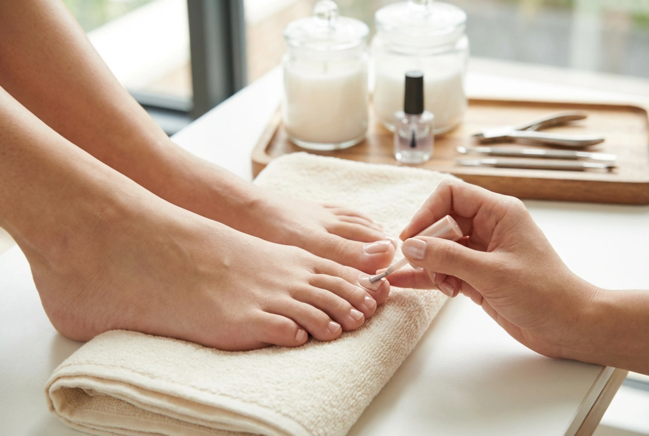 Hybrid pedicure: plate preparation, application, and protection
