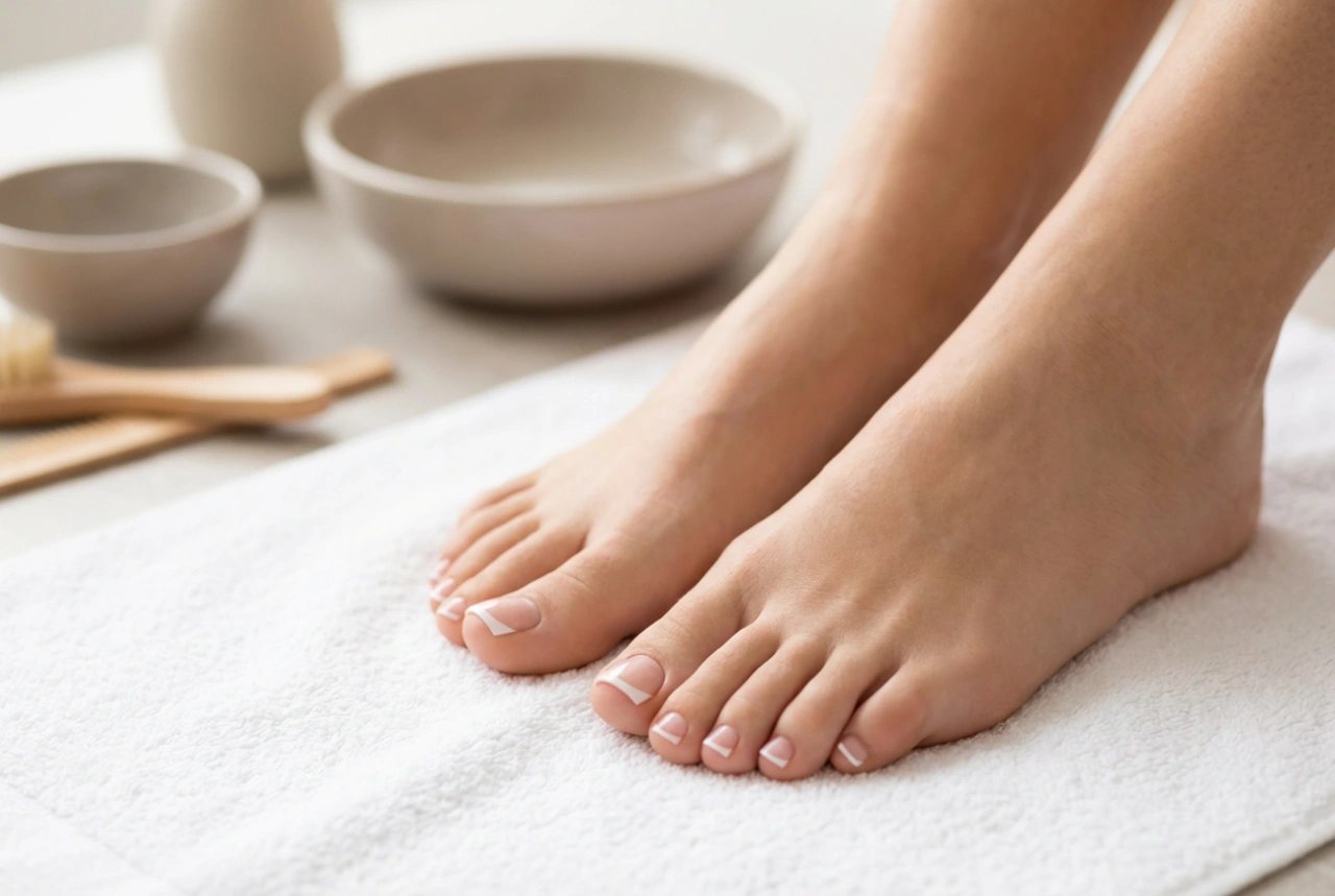 French gel pedicure: nail plate preparation and a precise tip
