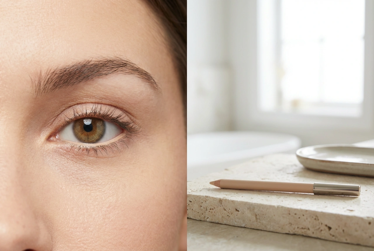 Beige Eye Pencil on the Waterline: Step-by-Step Brightening