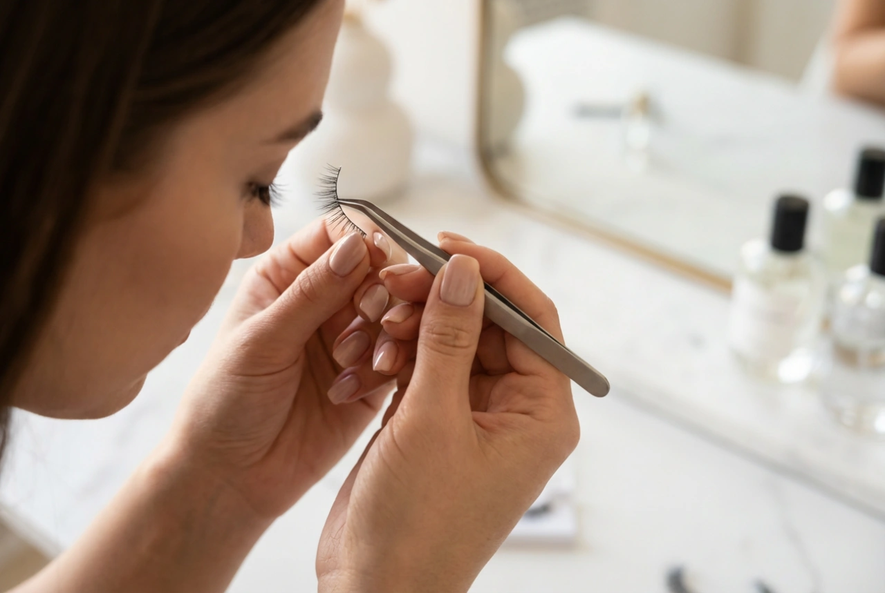 Half eyelashes for a subtle lift: step-by-step application