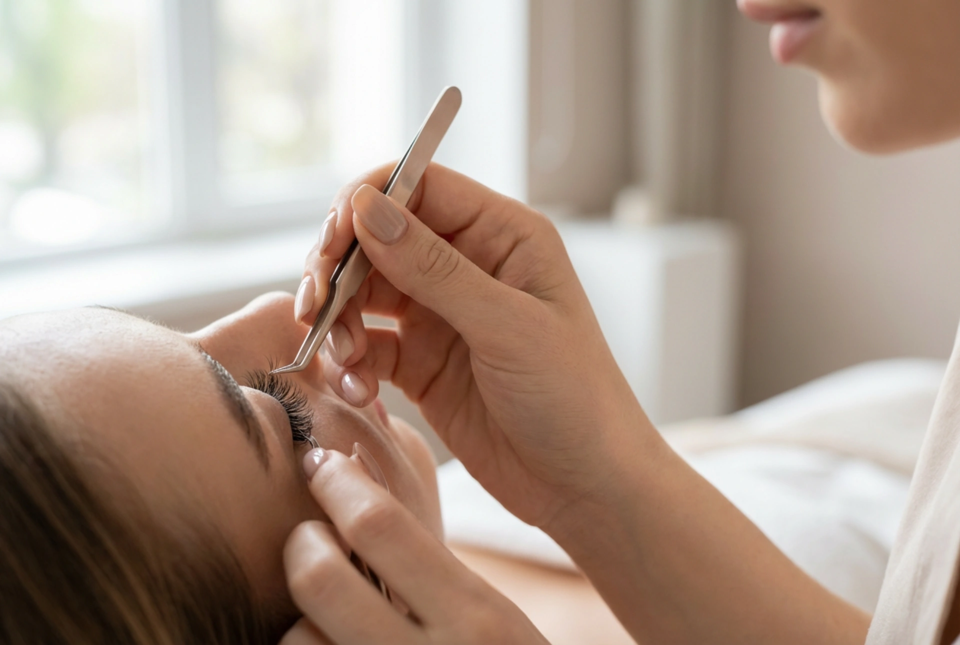 Individual Lash Clusters with Glue: Quick Application, Placement and Blending