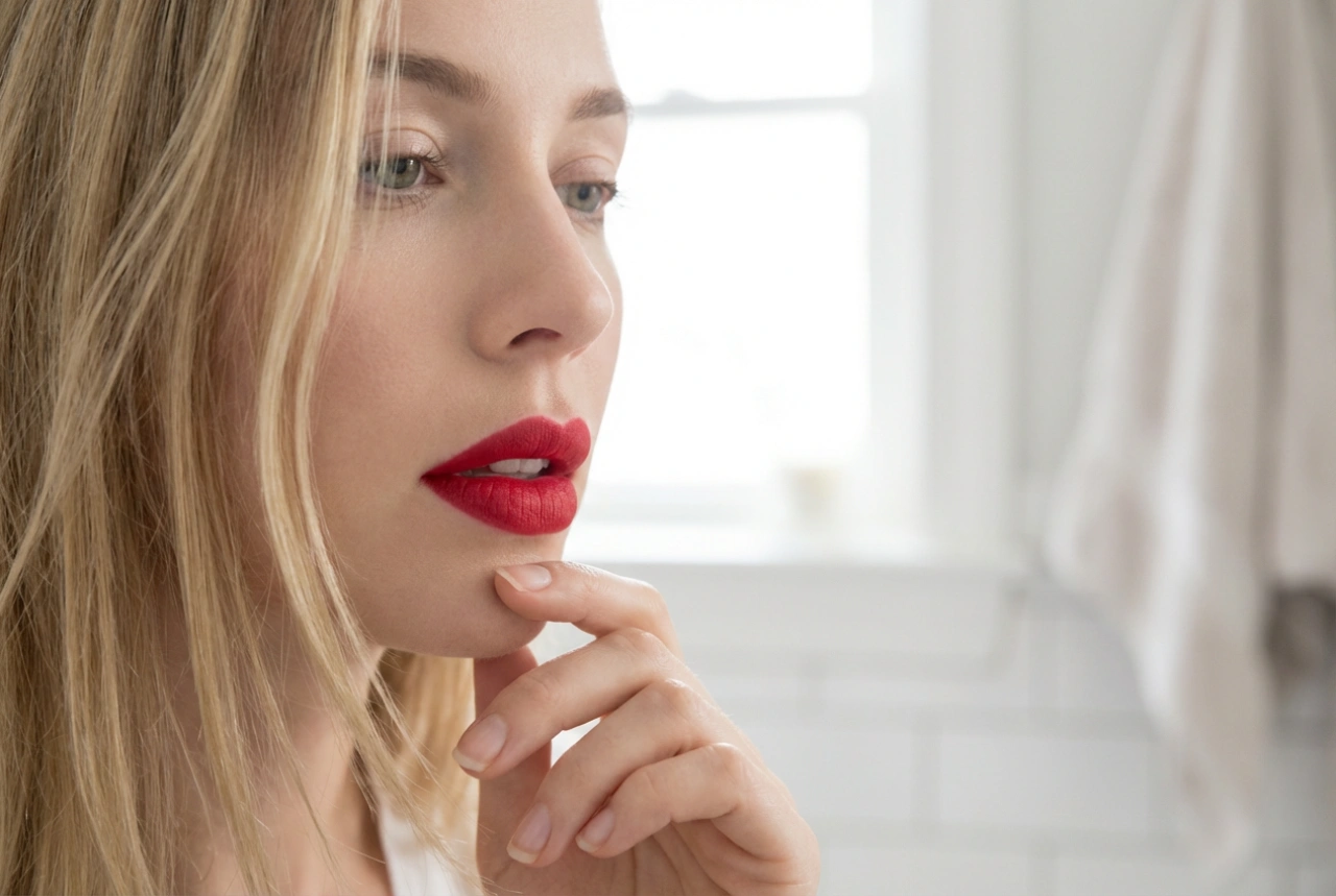 Red lipstick for blondes: shades, contrast and light eye makeup
